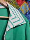 1970's Vintage Long Green and White Polyester jacket