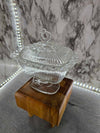 1960's Vintage Indiana Glass Crystal Clear Laced Edged Candy Dish with Lid