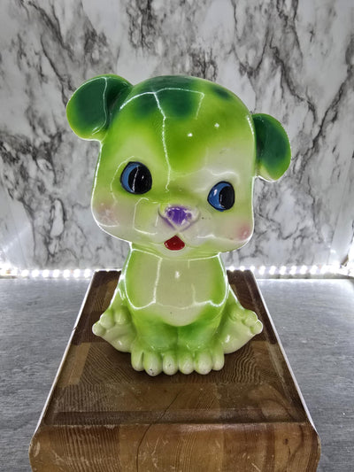 1960's Vintage Cera Master Ceramic Neon Green and White Puppy Coin Bank