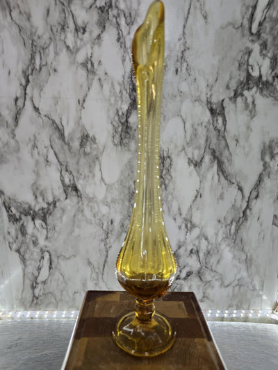 1970's Vintage Viking Glass Honey Gold Swung Vase