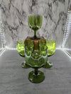 1960's Vintage Hoffman House Libbey Avocado Green Thumb Print Goblet Wine Glasses set of 4