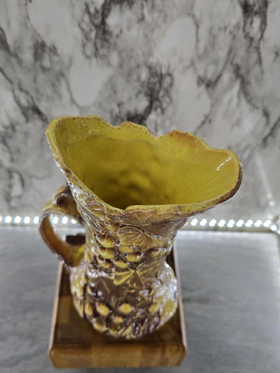 1950's Vintage McCoy Pottery Brown and Yellow Leaves and Grapes Pitcher/ Vase