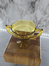 1920's Antique Liberty Works Footed Sugar Bowl Egg Harbor Pattern Gold Amber Glass