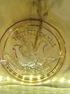 1984 Vintage 12 Days of Christmas Amber Glass Dinner Plates set of two-A "Three French Hens "Plate and A "Four Colly Birds" Plate