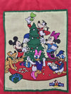 1990's Vintage Walt Disney Mickey Mouse and Friends Quilted "Warmest Wishes" Christmas Stocking