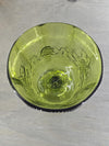 1960's Vintage Indiana Glass Grapes and Leaf Design Glass Avocado Green Footed Pedestal Vase/ Planter-Set of Two