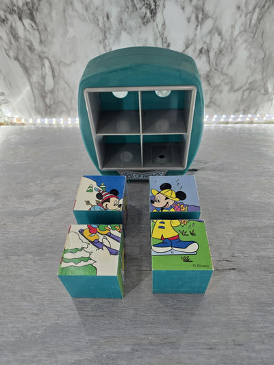 Vintage Walt Disney Mickey Unlimited Puzzle Jewelry Chest Four Seasons Mickey, Minnie, Pluto and Donald