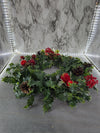 1960's Vintage Christmas Large Plastic Ivy Wreath with Plastic Fruit, Berries and Real Pinecones