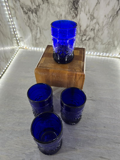 1980's Vintage Colbalt Blue L.G. Wright Tumblers set of 4