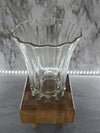 1930's Antique Wide Mouthed Bubble Footed Glass Bouquet Vase with Vertical Ribs and Scalloped Rim