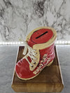 1960's Vintage Chalkware Rainy Days Savings Lace Up Boot Coin Bank with stopper