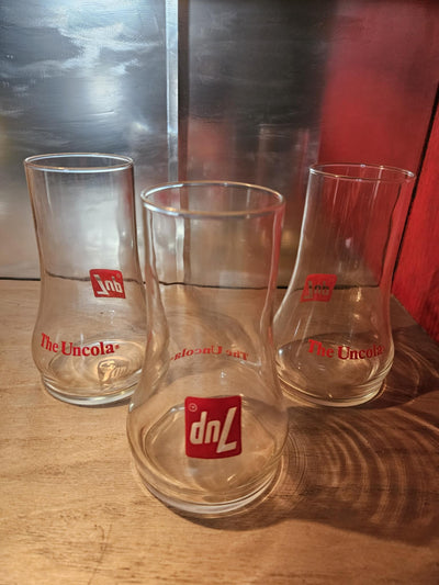 1970's Vintage Rare Promotional UnCola 7Up glasses set of 3