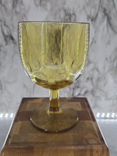 1960's Vintage Indiana Glass Golden Honey Thumbprint Glass Wine Goblets-Set of Four