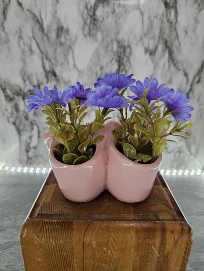 1940's Vintage Pink Ceramic Baby Shoes Planter