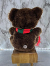 1980's Vintage Stuffed Brown Teddy Bear Music Box Plays Jingle Bells