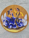 1950's Vintage Rare Hand Painted on Pine Souvenir Plates from Mexico Bull Fighting Scenes -Set of Three