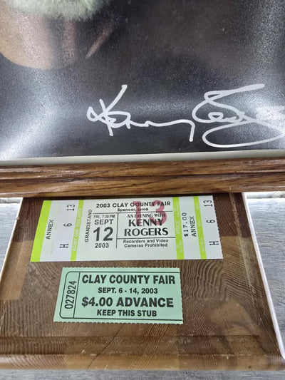 2003 Souvenir Signed Framed Publicity Photo of Kenny Rogers with Original Concert Tickets and County Fair Ticket Stubb