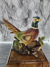 1960's Vintage Pair of Bisque Ring-Necked Pheasant Statues labeled INAROCO made in Japan