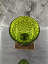 1970's Vintage Indiana Glass Company Avocado Green Lidded Diamond Pointed Candy Jar Apothecary Jar