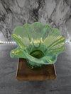 1907 Antique Jefferson Glass Lime Green Opalescent Stretched Ruffled Glass Vase