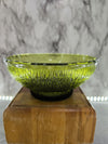 1970's Vintage FTD (Florists Transworld Delivery) Avocado Green Tree Bark Patterned Glass Bowls/ Vases-Set of Two