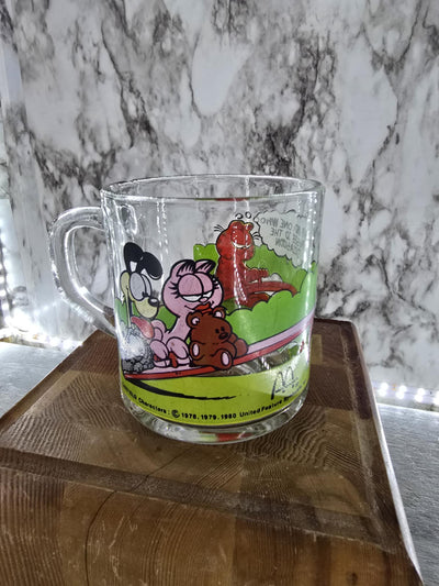 1980's Vintage McDonalds Garfield the Cat and Friends Glass Coffee Mugs-Set of Two