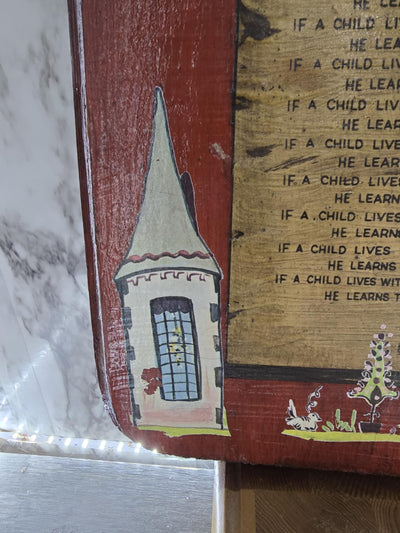 Vintage Hand painted One of a Kind "Children Learn What They Live" Plaque on Wood