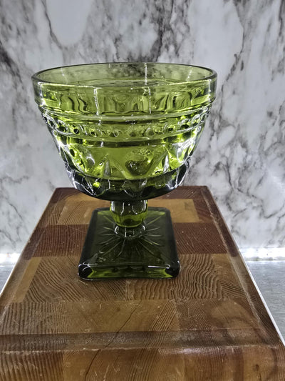 1960's Vintage Park Lane by Colony Avocado Green Glass Sherbert Dessert cups set of 9