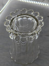 1930's Antique Wide Mouthed Bubble Footed Glass Bouquet Vase with Vertical Ribs and Scalloped Rim