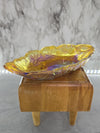 1970's Vintage Indiana Glass Iridescent Gold Lily Pons Pattern Carnival Glass Pickle Dish