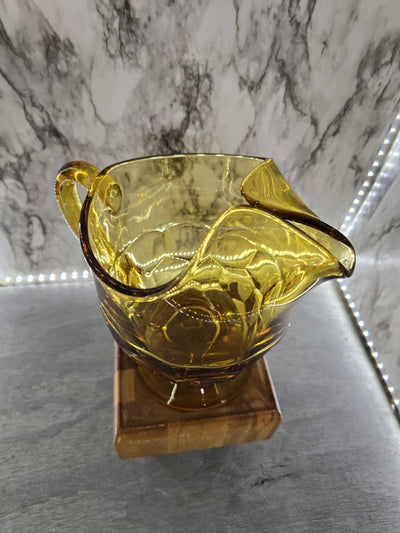 1960's Vintage Viking Glass Honey Gold Georgian Honeycomb Patterned Pitcher