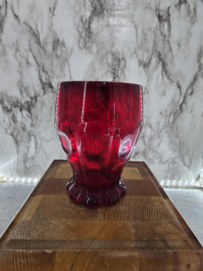 1930's Depression Era Fenton Ruby Dot and Panel Bubble Footed Juice Tumblers -set of four