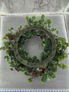 1960's Vintage Christmas Large Plastic Ivy Wreath with Plastic Fruit, Berries and Real Pinecones