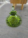 1970's Vintage Indiana Glass Company Avocado Green Lidded Diamond Pointed Candy Jar Apothecary Jar