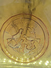 1984 Vintage 12 Days of Christmas Amber Glass Dinner Plates set of two-A "Three French Hens "Plate and A "Four Colly Birds" Plate