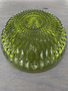 1960's Vintage Indiana Glass Company Cut Glass Avocado Green Large Salad Serving Fruit Bowl