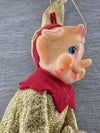 1960's Vintage Knee Hugger Pixie Elf Felt Trim Metallic Gold