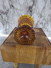 1960's Vintage MCM Amber Hobnail Glass Reijmyre Glasbruk Scandinavian Votive Candle Holder