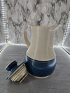 1983 Vintage THERMOS Beige and Blue Camping / Picnic/ Travel Pitcher