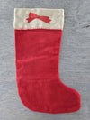 1950's Vintage Christmas Stocking Red Fabric with White Satin Trim and a Red Bow