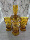 1970's Vintage Indiana Glass Amber Whitehall Cubist Colony Water Glasses set of 5