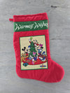 1990's Vintage Walt Disney Mickey Mouse and Friends Quilted "Warmest Wishes" Christmas Stocking