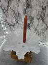 1960's Vintage Fenton Hobnail White Milk Glass Double Crimped Pedestal Tapered Candle Stick Decorative Bowl