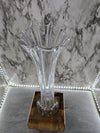 1960's Vintage Clear Glass Stretched Eight Fingered Swung Vase Art Glass