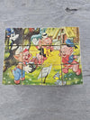 1960's Vintage Walt Disney 12 piece Six-Sided Wooden Black Wood Puzzle with Disney Characters-Made in Eichhorn, Germany