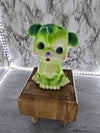 1960's Vintage Cera Master Ceramic Neon Green and White Puppy Coin Bank