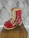 1960's Vintage Chalkware Rainy Days Savings Lace Up Boot Coin Bank with stopper