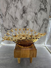 1960's Vintage Westmoreland Pulled Glass Amber Lattice Designed Fruit Bowl / Center Piece