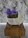 1950's Vintage Del Norte Ceramic Blue and Pink Baby Basket Planter Baby Shower/ Nursery Decor -Made in Mexico