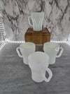 1950's Vintage Anchor Hocking Fire King Oven Proof Made in the USA Milk Glass Coffee cups set of 4